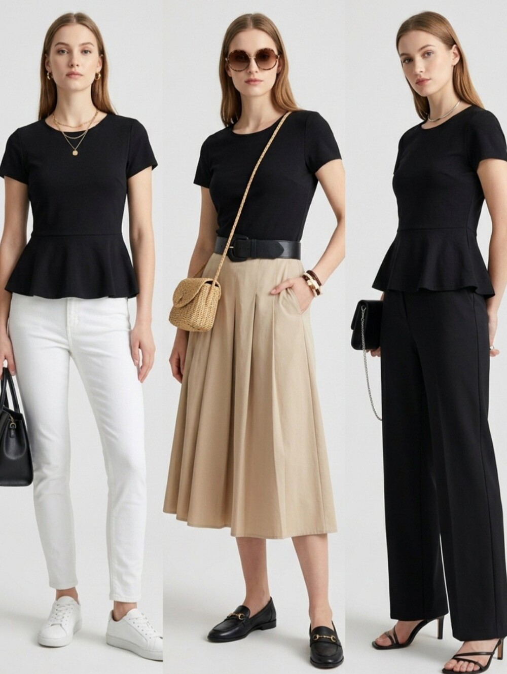 Forever 21 Black Short-Sleeve Peplum Top